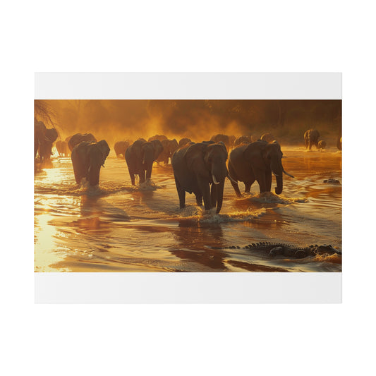 Canvas, Elephants crossing a river